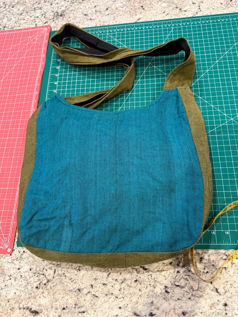 Kathmandu Imports Peace Sign Cotton Crossbody Hobo Bag Boho Hippie - Picture 7 of 8
